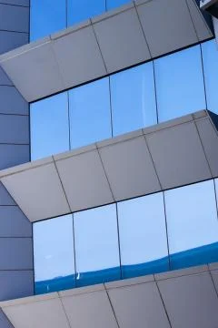Ocean reflected in the windows. Stock Photos