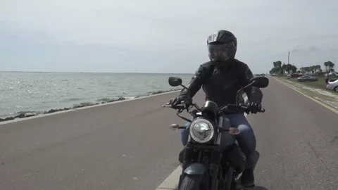 Ocean Ride on Motorcycle Vídeos de archivo 168632897