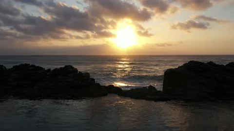 Ocean rocks fly through Stock Footage 139195191