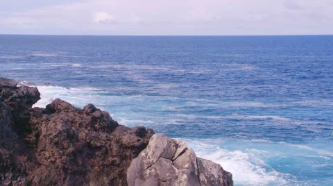 Ocean Rocks Sky Slowmotion Colourfull Stock Footage 57402813