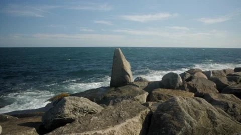 Ocean Rocks Waves Slow Motion 120fps Stock Footage 169073771