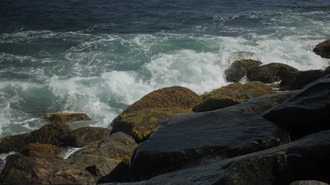 Ocean Rocks Waves Slow Motion 120fps Stock Footage 169075843