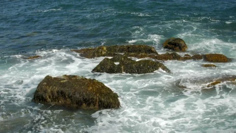 Ocean Rocks Waves Slow Motion 120fps Stock Footage 169076008