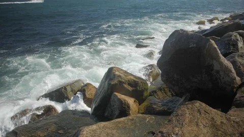 Ocean Rocks Waves Slow Motion 120fps Stock Footage 169076161