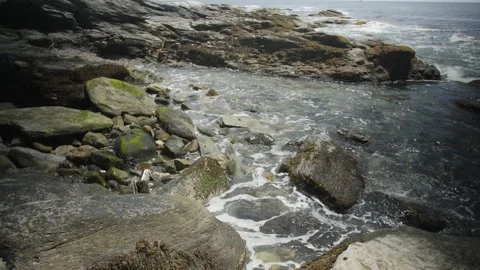 Ocean Rocks Waves Slow Motion 120fps Stock Footage 169077024