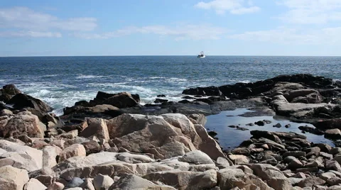 Ocean with Rocky Outcrop Stock Footage 40812145