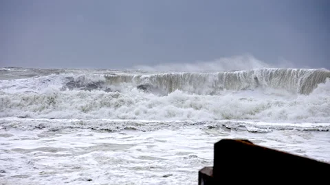 The ocean is rough and the waves are high Stock Footage 298263680