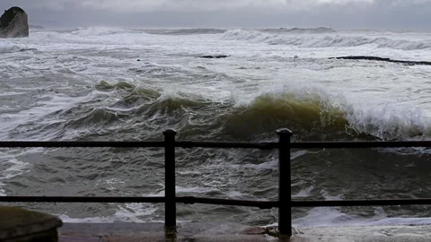 The ocean is rough and the waves are high Video stock 298264079