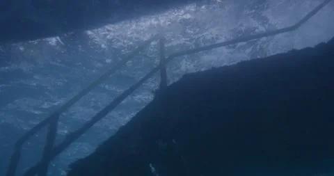 Ocean Rough, Underwater Shot, Pier, 8K Video stock 332484414