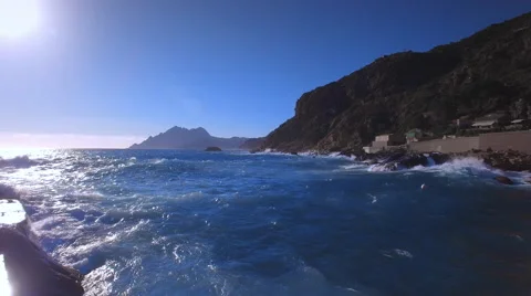 Ocean rough water and waves aerial shot Stock Footage 65179376