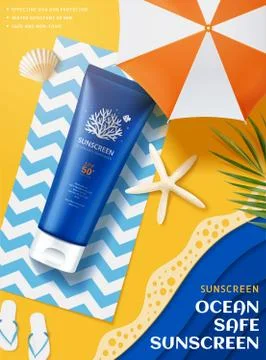 Ocean safe sunscreen ads Stock Illustration