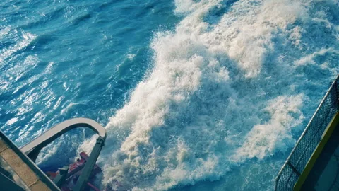 Ocean Sailing Back Of Ship Detail Stock Footage 333204181