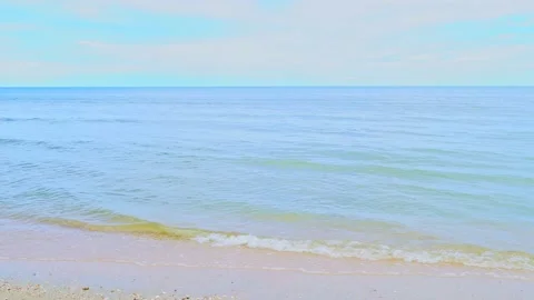 Ocean sandy beach and blue water, summer vacation and travel concept Stock Footage 234766074