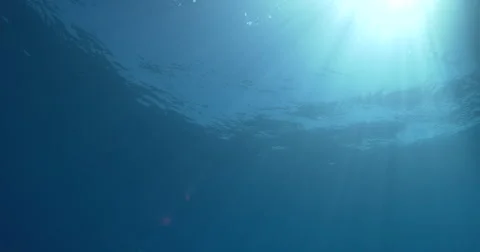 Ocean scenery clean open ocean sunrays, sunbeams, in bluewater, 4K UltraHD, Stock Footage 61928930