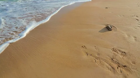 Ocean Scenic Landscape. Waves Rolling and Crashing on White Sandy Beach. Inco 스톡 동영상 54601534