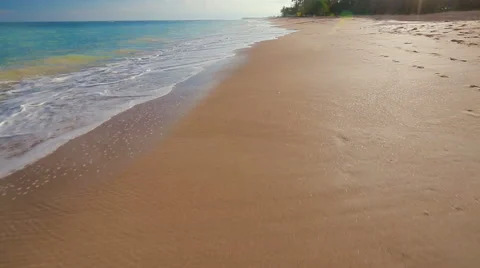 Ocean Scenic Landscape. Waves Rolling and Crashing on White Sandy Beach. Inco Stock Footage 54601601