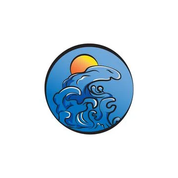 Ocean sea emblem vector design template Stock Illustration