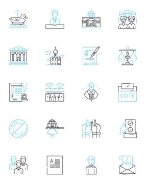 Ocean sea linear icons set. Waves, Salty, Surf, Current, Tides, Sand, Wind line Stock Illustration