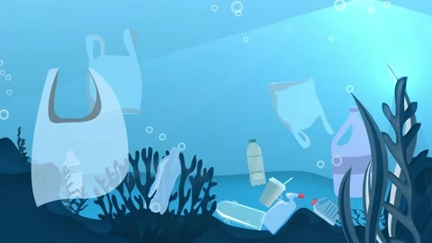 Ocean Sea Plastics Pollution Video stock 246789762