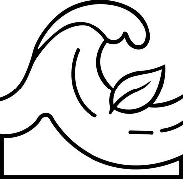 Ocean sea wave with leaf for tidal power Stock Illustration