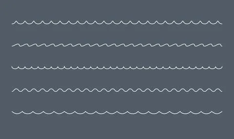 Ocean, sea wave pattern border, divider. Line minimalist wavy water shapes Stock Illustration