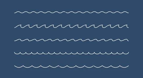 Ocean, sea wave pattern border, divider. Line minimalist wavy water shapes Stock Illustration