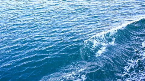 Ocean sea wave surface ripple, cruise ship water wake trace, slow motion shot Stock Footage 110772578