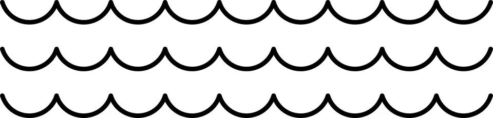 Ocean, sea waves flat simple lines icons symbols vector set - line wave ornament Stockillustratie