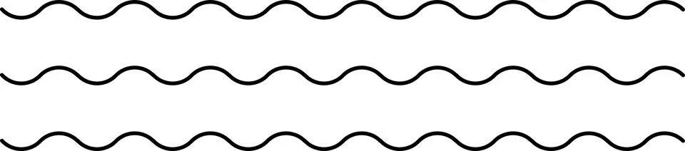 Ocean, sea waves flat simple lines icons symbols vector set - line wave ornament 库存插图
