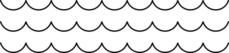 Ocean, sea waves flat simple lines icons symbols vector set - line wave ornament イラスト素材