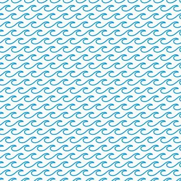 Ocean, sea waves seamless pattern or textile print Stock Illustration