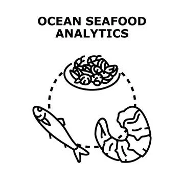 Ocean seafood analytics concept vector illustration Stock Illustration