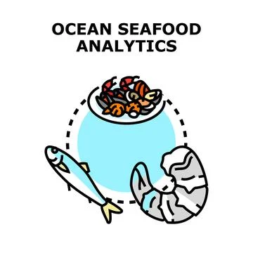 Ocean seafood analytics concept vector illustration Stock Illustration