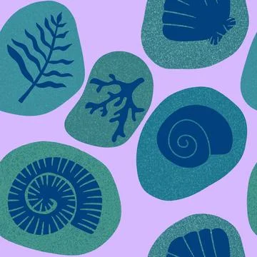 Ocean seamless sea shell and coral pattern for wrapping paper and kids clothe Stock Illustration
