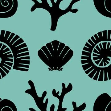 Ocean seamless sea shell and coral pattern for wrapping paper and kids clothe Illustrazione stock