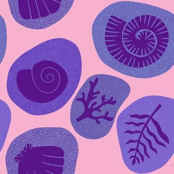 Ocean seamless sea shell and coral pattern for wrapping paper and kids clothe Illustrazione stock