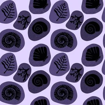 Ocean seamless sea shell and coral pattern for wrapping paper and kids clothe Stock Illustration