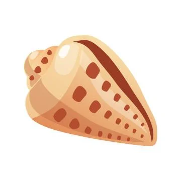 Ocean seashell, an empty shell of a sea mollusk. Colorful cartoon illustration Illustration