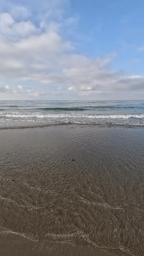 Ocean from the seashore with waves on the sand Stock Footage 283865890