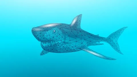 Ocean shark bottom view from below. Open toothy dangerous mouth with many teeth Stock Illustration