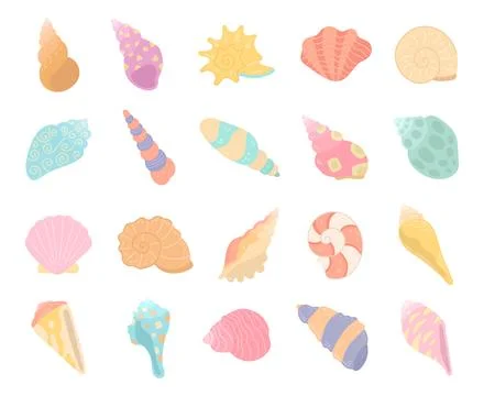 Ocean shell set in scandinavian style Stock Illustration