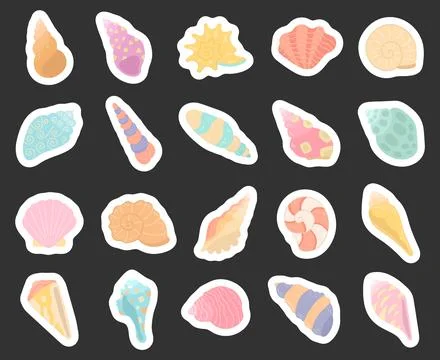 Ocean shell set in scandinavian style Stock Illustration