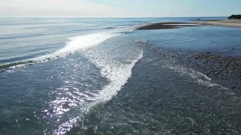 Ocean Shore Flyover in Malibu Stock Footage 223757600
