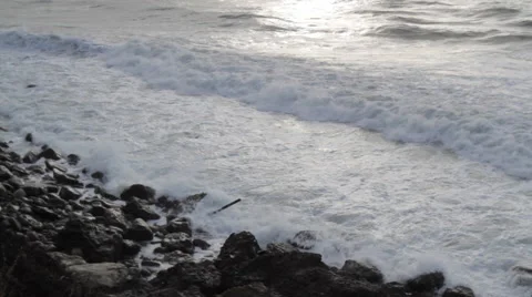 Ocean shore rocks Stock Footage 46464362