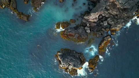 Ocean shore shot from a drone, top view Stock Footage 256797345