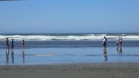 Ocean shore, summer, blue sky, blue water, vehicle shot Stock Footage 52456765