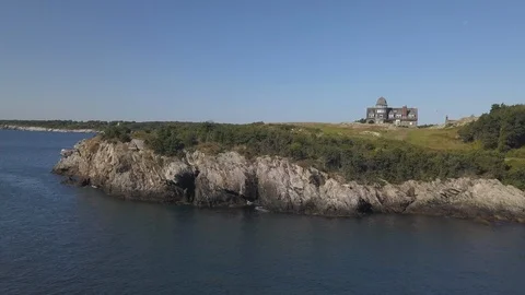 Ocean Shoreline Rock Cliffs with Waves Crashing Video stock 116347358