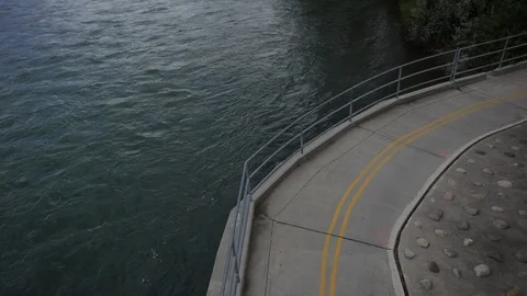 Ocean-side bike path in Alberta Canada Stock Footage 90827136