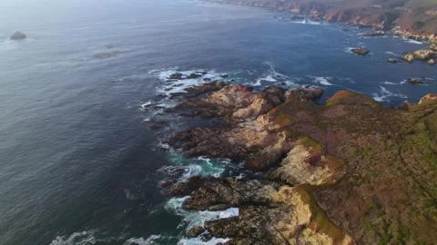 Ocean Side Cliffs and Waves Drone Footage Stock Footage 163232716