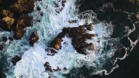 Ocean Side Cliffs and Waves Drone Footage Stock Footage 163233096